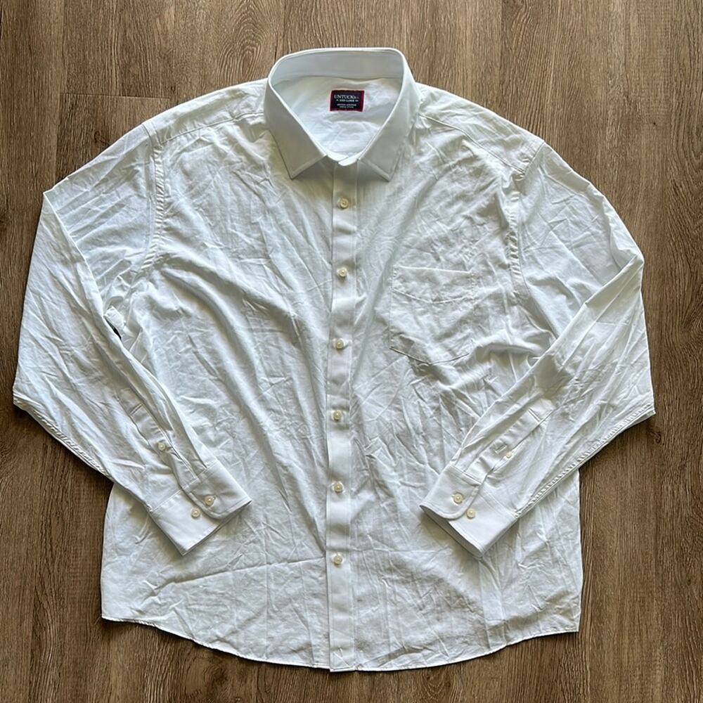 UnTuckit Performance Shirt With Pocket Button Front Long Sleeve Shirt White XXXL